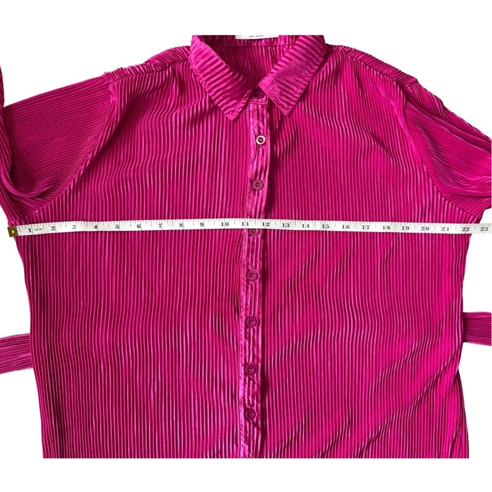 Peppermayo Pink Pleated Button Down Long Sleeve Flirty Mini Dress - Size 0 - Picture 7 of 15